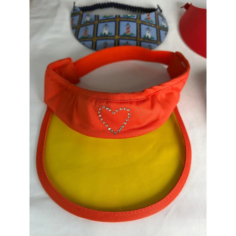 RETRO Unbranded Visor Hat Set Women OSFM Red Blue Yellow Excellent
